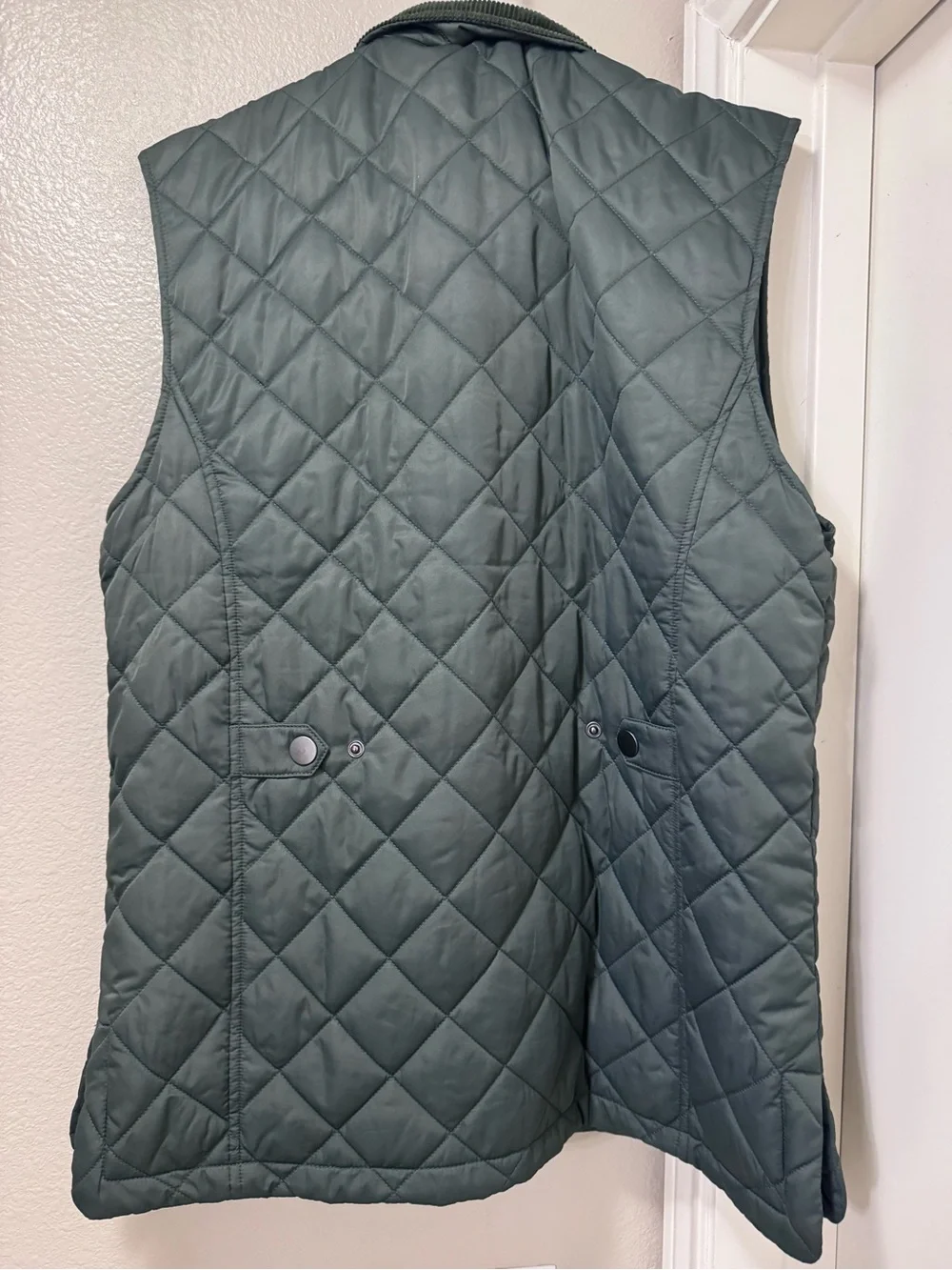Quince Quilted Olive Green Men's Vest with Corduroy Collar